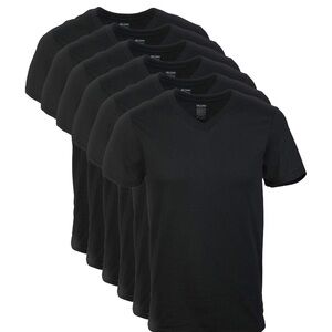 6-pack Men's Comfortable Jersey 100% Cotton V-Neck T-Shirts,Medium Black